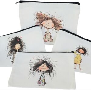 4 Pc Set Cosmetic Bags/ Pouchs  Whimsical Girls    NWT
